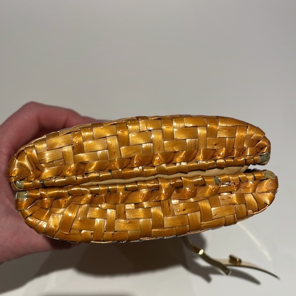 Rodo Italy Vintage Wicker (glazed Rattan) Bag - gold hardware, leather lined - Picture 9 of 11